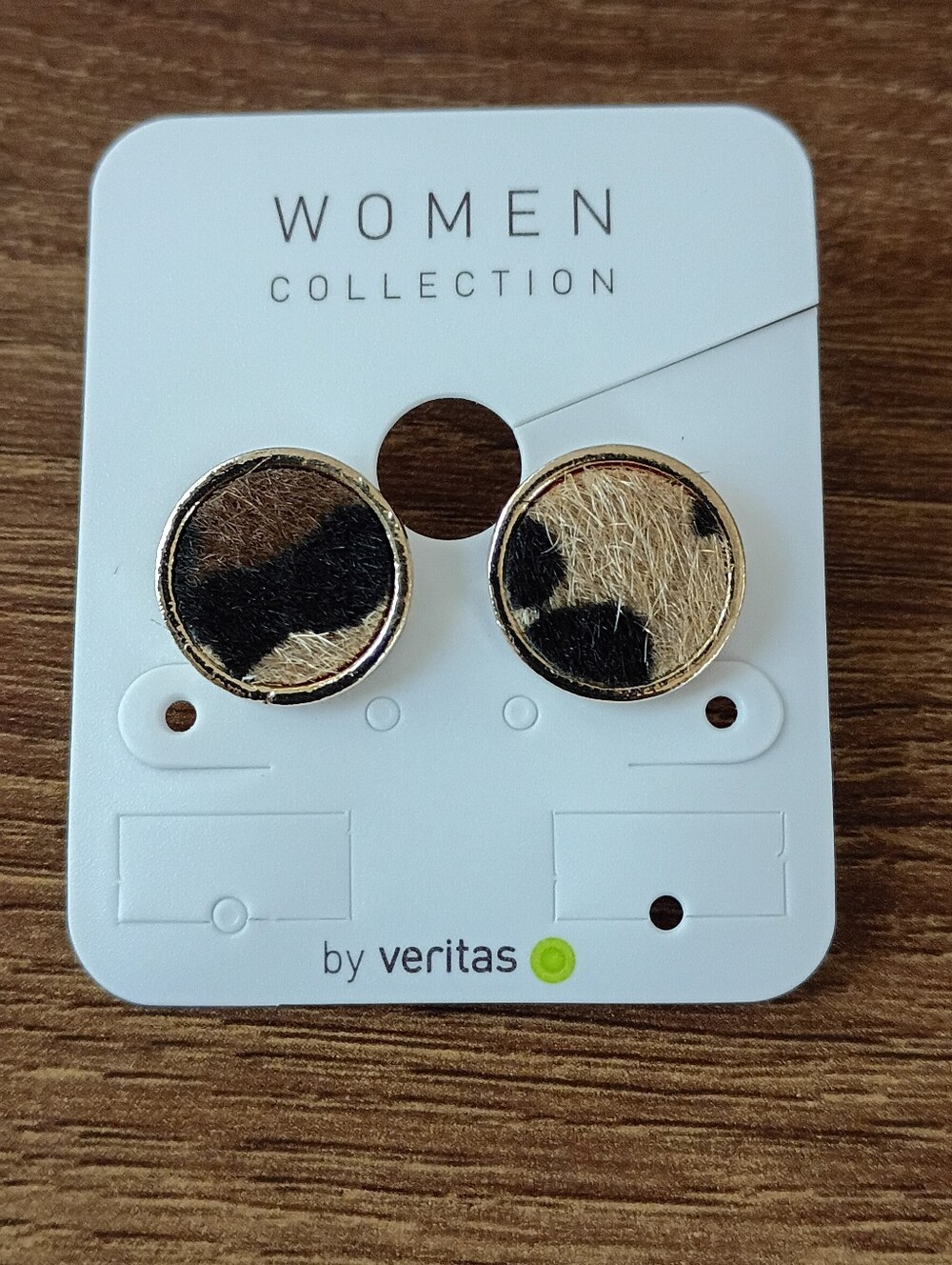 Earrings Women Collection Leopard Print Round Studs Brown Black Fashion Jewelry - Picture 3 of 4